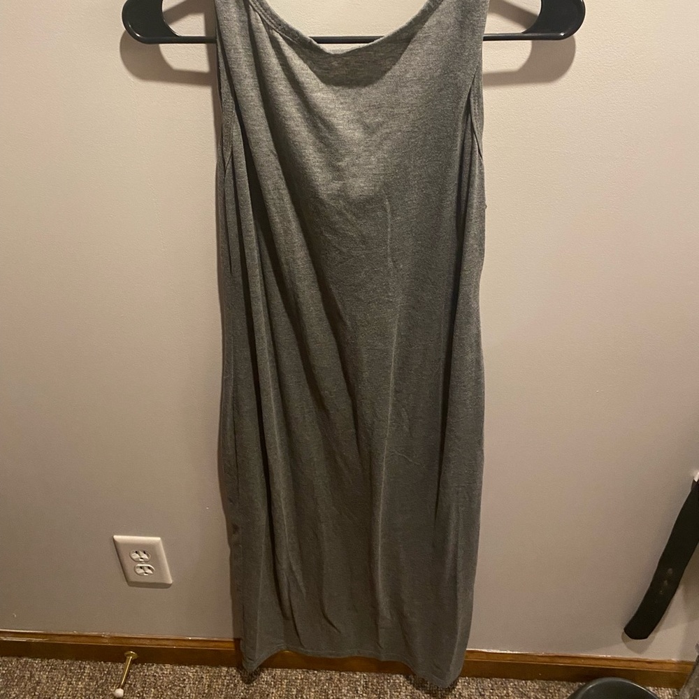 SHEIN gray midi dress with buttons, size L